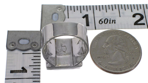 Southwest Turquoise Inlay And Genuine Sterling Silver Ring Size 6-3/4 YX68752